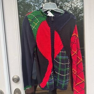 Grandma/Grandpa Core Vintage Hand Knit and Embroidered Sweater Abstract Design